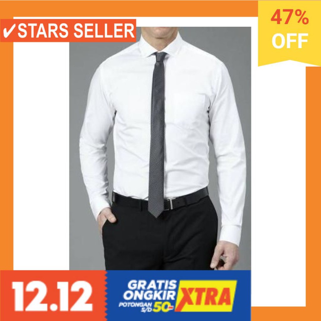 BAJU COWOK BUAT KERJA KULIAH BATIK ALISAN MURAH / Baju formal putih polos | Kemeja formal pria |
