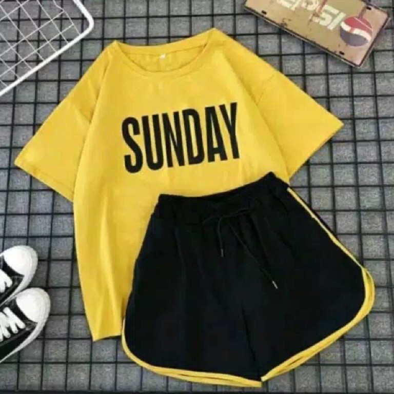 Celana Setelan sunday Set sundey Clana pendek wanita Pakaian cewek Baju perempuan friday murah cod