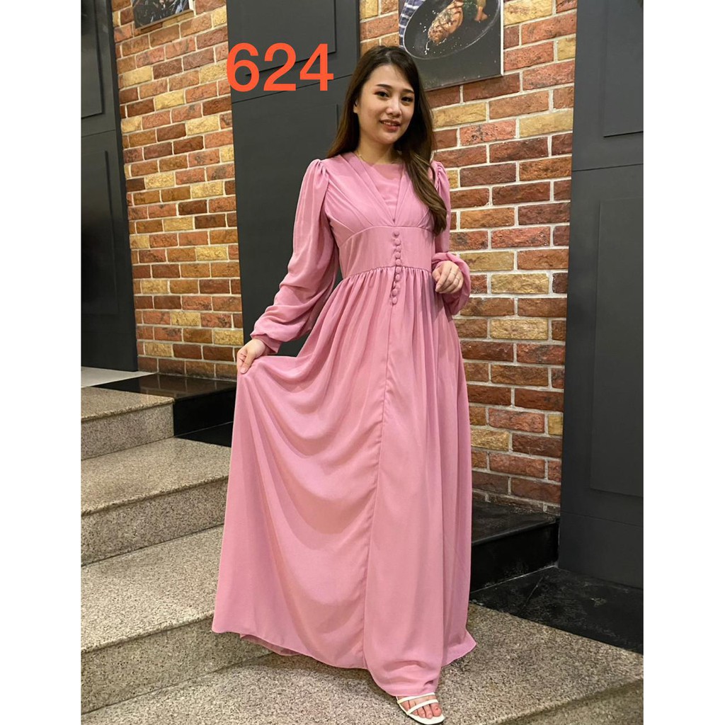 Vanesha Margaretta - 624 / ada versi anak / kancing mati / Fashion Muslim # Dress Pesta