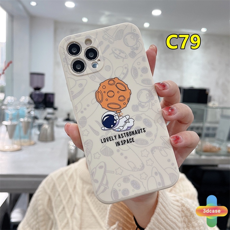 Soft Case Samsung A52 A32 A12 A51 A10S A50 A20S J2 J7 Prime A02S A03 A20 A72 A50S A10 A30S A52S A30 M12 M10 M01S A54 A15 A16 A9 A5 Y12 Y20 A12 Grand Prime Plus Cute Nasa Astronaut Phone Case Cover