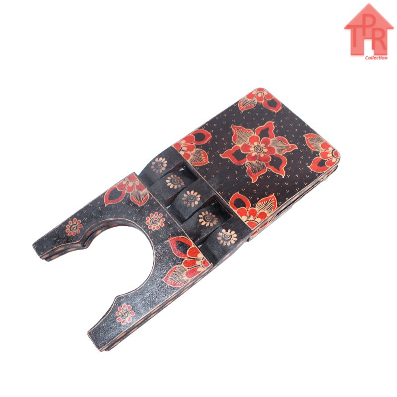 Rekal | Stand Buku Kayu Batik / Motif Bunga Mekar - L