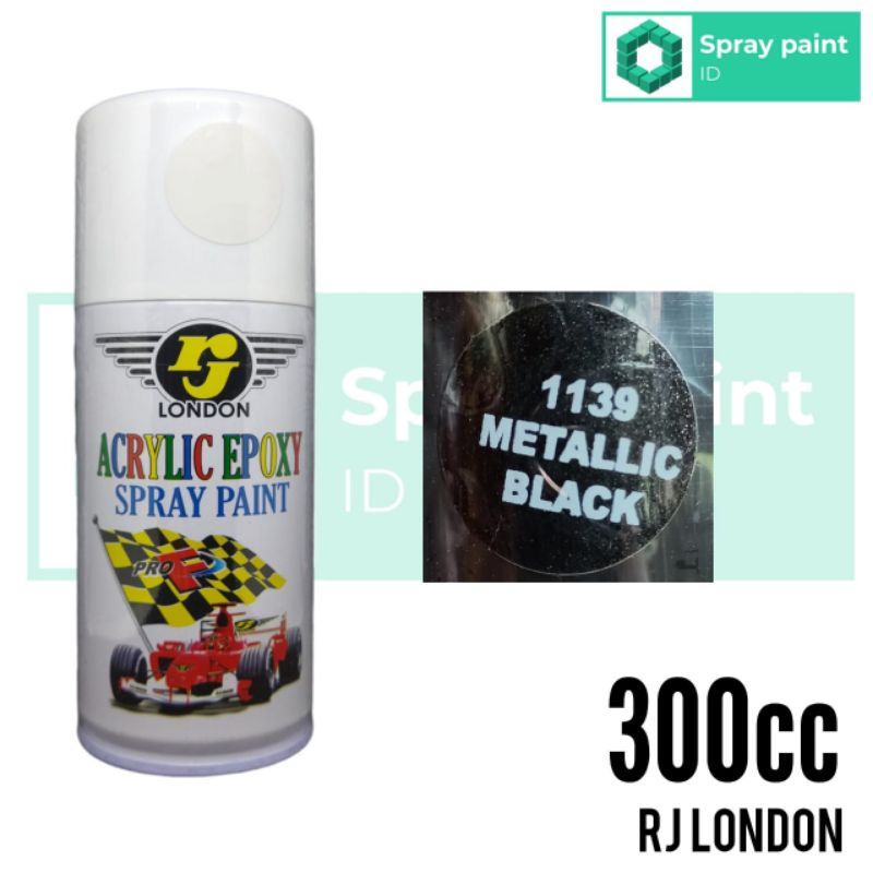 rj london 300cc metallic black hitam metalik cat semprot spray paint pilok pilox