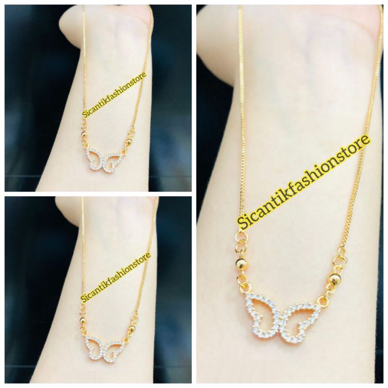 Kalung Titanium Liontin Kupu-kupu Gold Fashion Wanita Terlaris Elegan Terbaru Kalung Wanita Kekinian