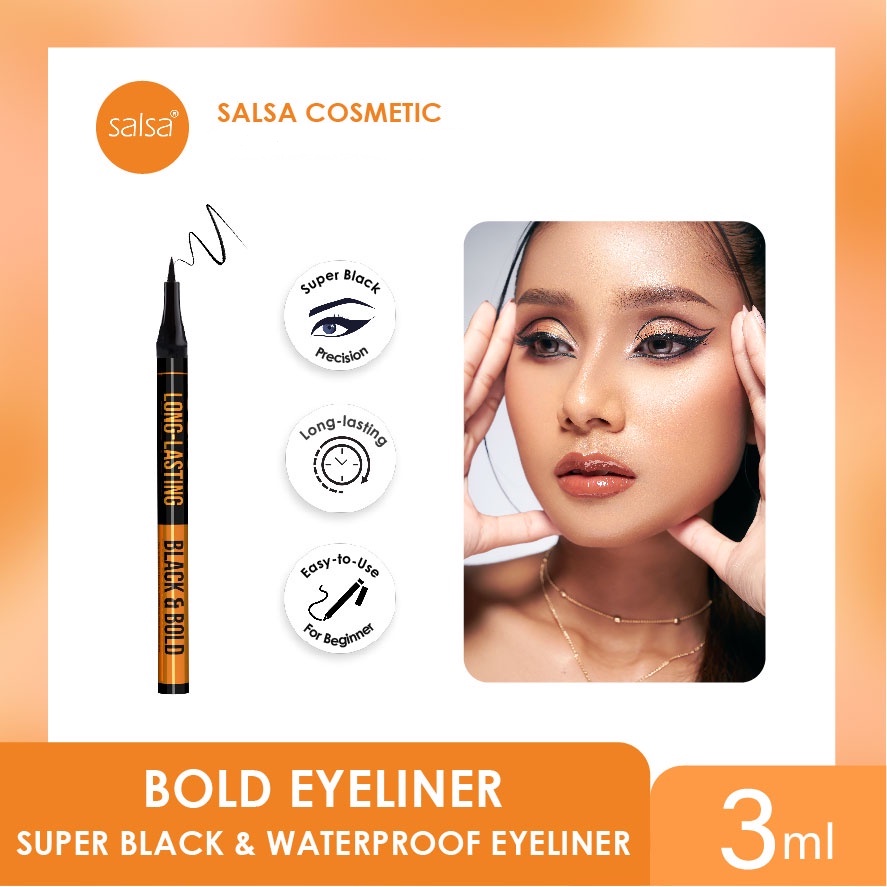 ★ BB ★ SALSA Bold Eyeliner 3ml - Super Black Waterproof Pen Eyeliner