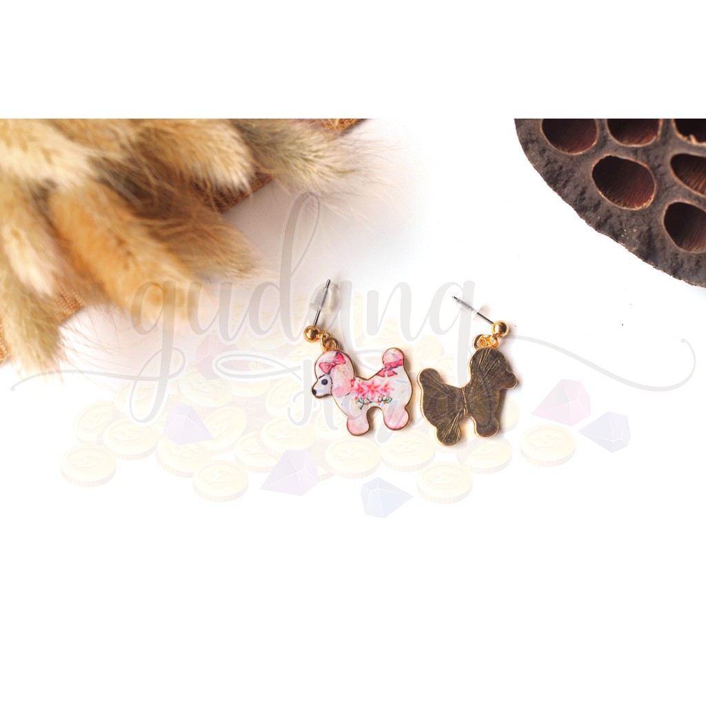 Anting Tusuk Anjing Poodle Lucu Imut GH Earrings 203136