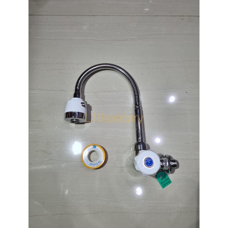 Kran Angsa Fleksibel Soligen PVC Keran Cuci Piring Tembok Sink WS2W WS2-W Flexible Soligen