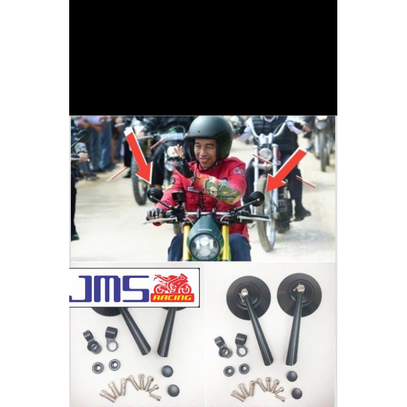 Kaca spion bulat panjang klasik model jokowi universal w175 byson vixion nmax aerox pcx mio scoopy vario soul nlade revo mx vega fino