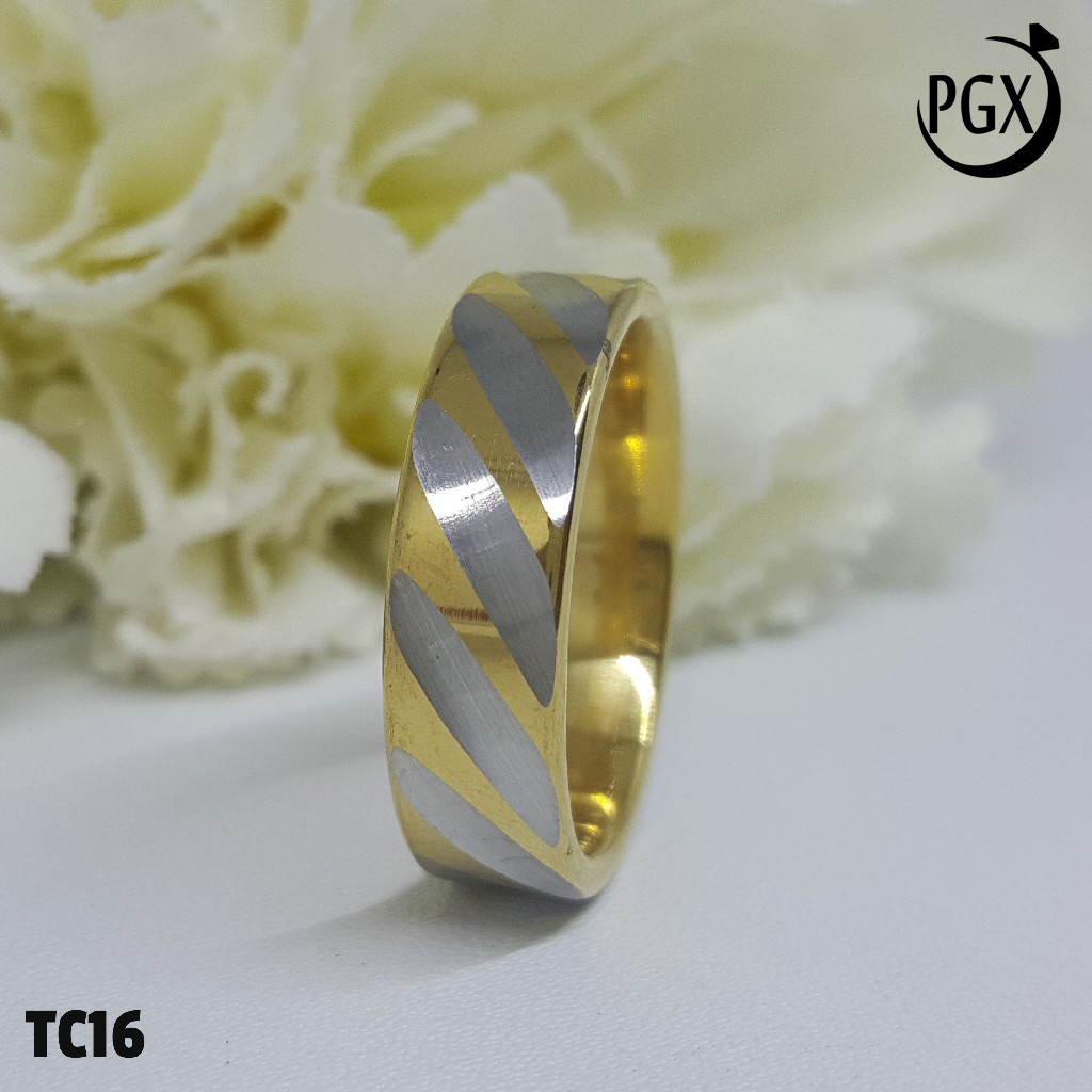 PGX Cincin Titanium Couple Aksesoris Fashion Perhiasan Anti Karat - TC016