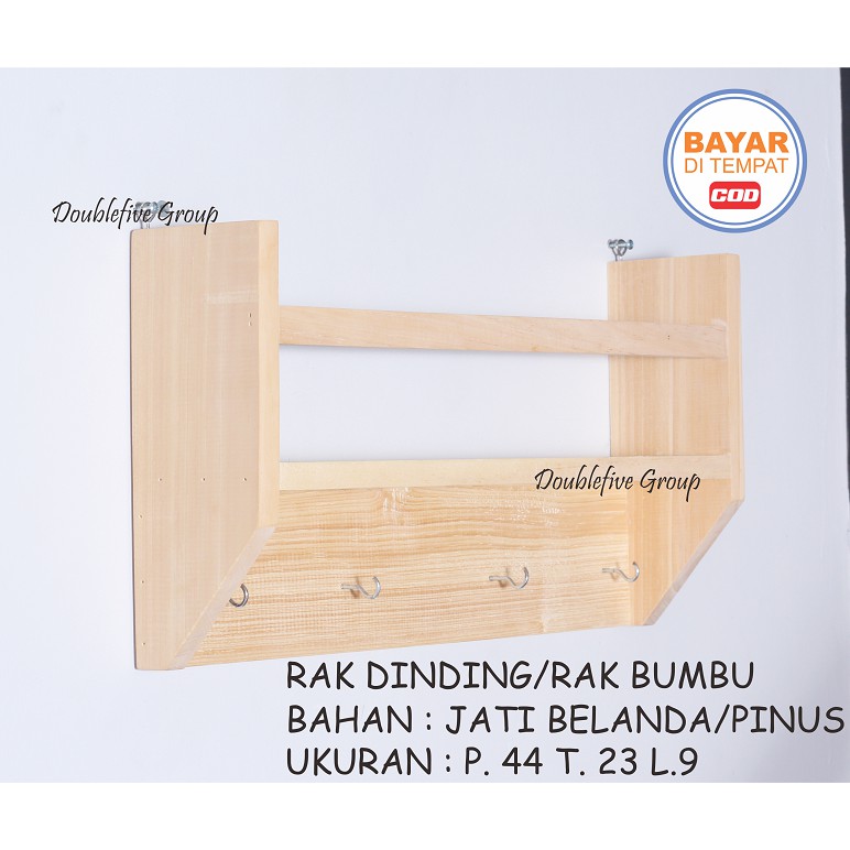 RAK DINDING KAYU BUMBU BEKVAM RAK BUMBU SERBA GUNA RAK DINDING KAYU BIRCH SOLID UK. 44 X 23 X 9