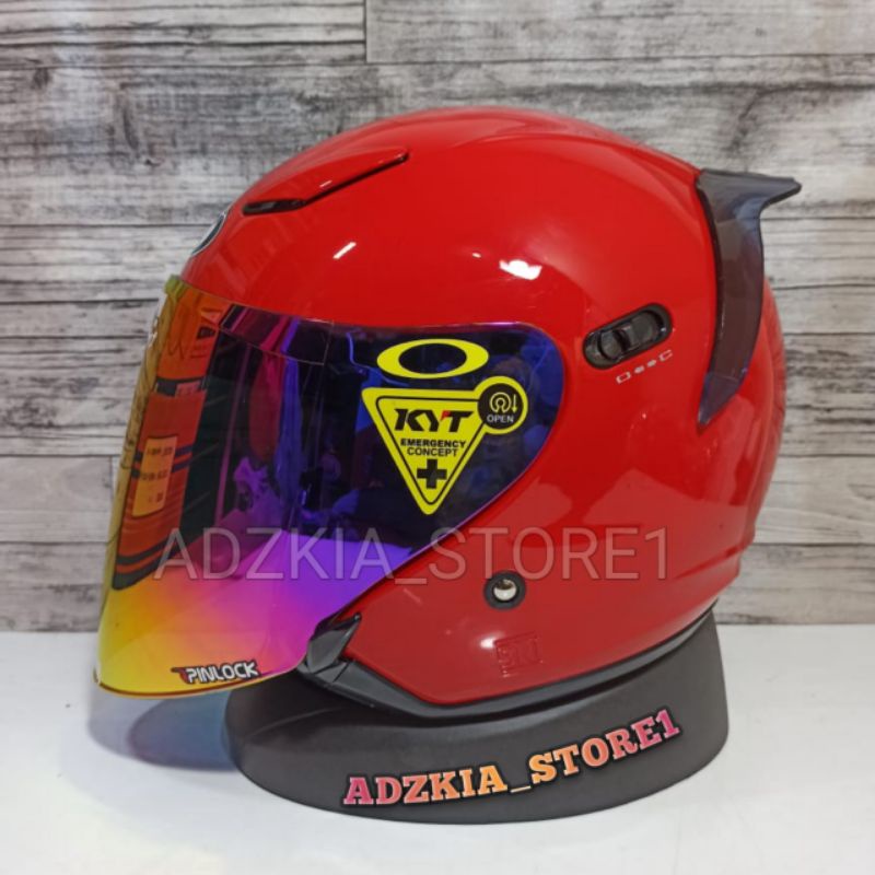 PAKET GANTENG KYT DJ MAXI SOLID|MERAH|HELM HALF FACE|DOUBLE VISOR