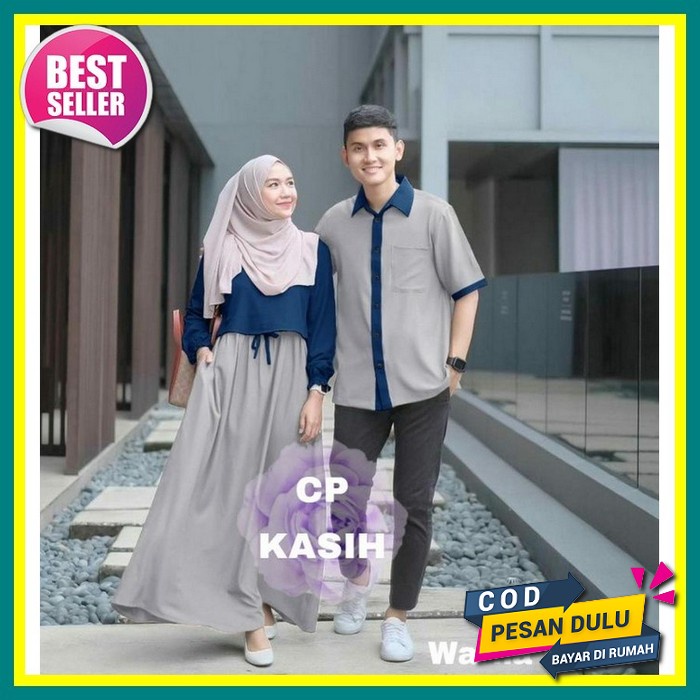Cod Gamis Couple Rizky Suami Istri Murah Terbaru Pasangan Muslim 2021 Keluarga Satu Set Lebaran Gami