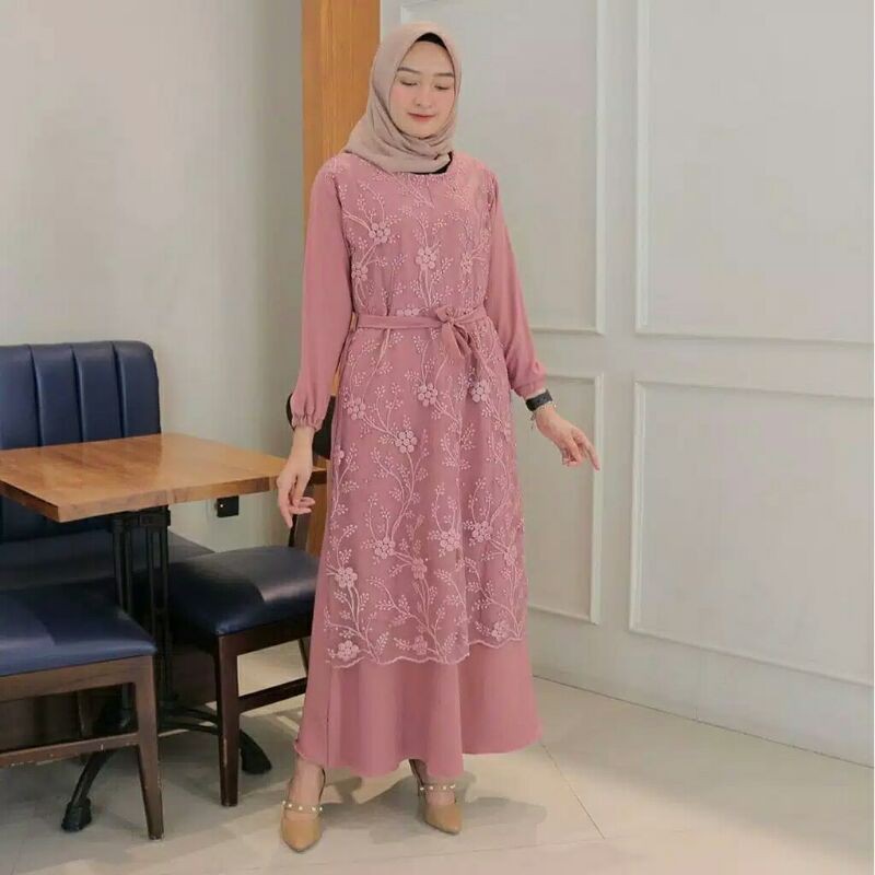 ALMA DRESS BRUKAT // DRESS MUSLIM BRUKAT TERMURAH TERLARIS