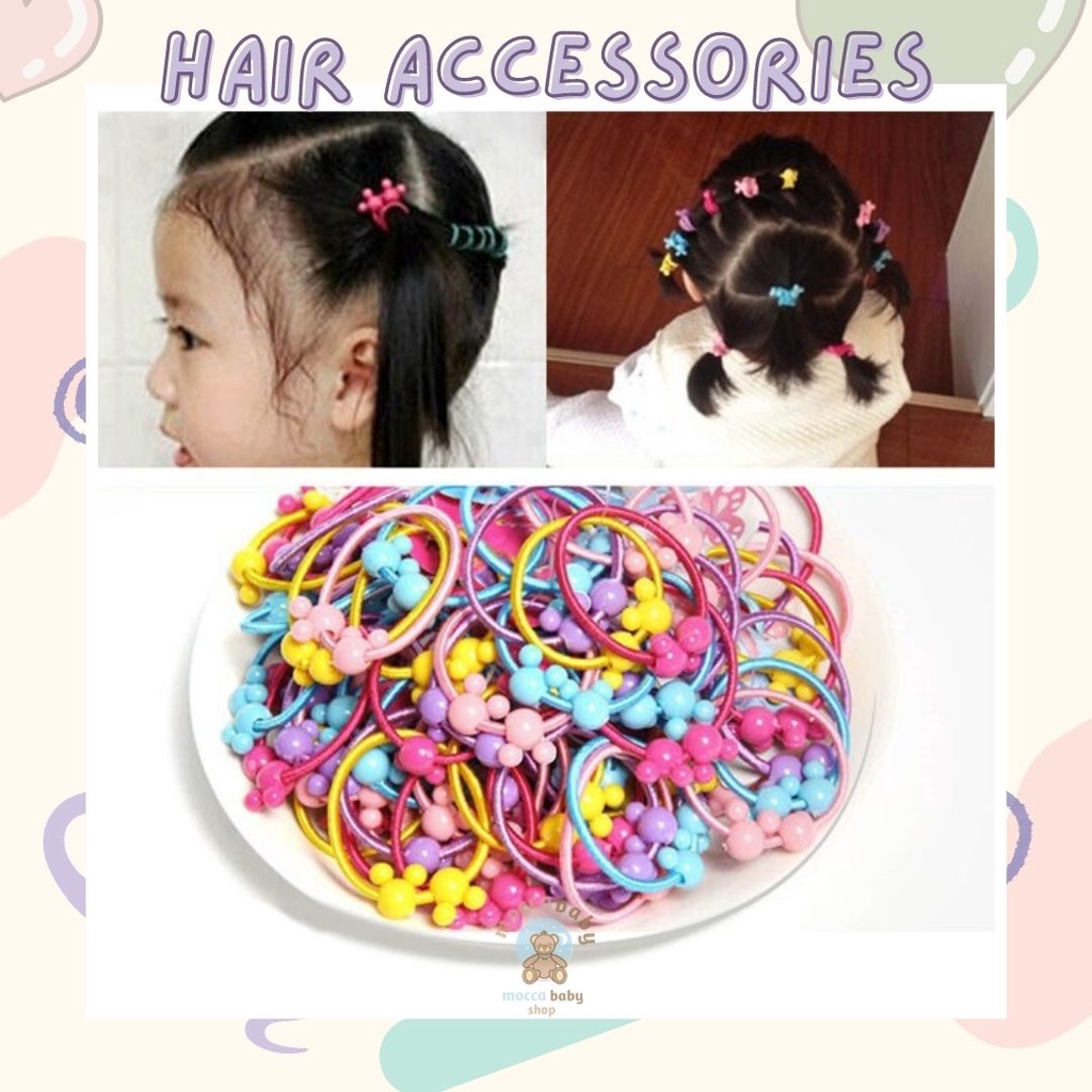 NUZ MBSS - IKAT MIN-NIE MIX Ikat Rambut Anak Karakter Lucu / Kuncir Rambut Anak Perempuan Warna Warni isi 50 Pcs