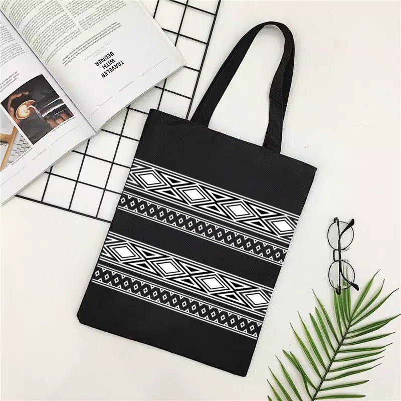 POKY - (B) TOTEBAG PAKAI PEREKAT Tote bag kpop murah wanita custom motif