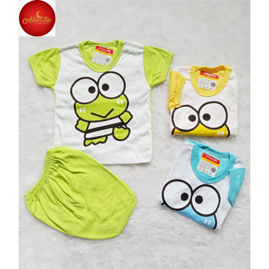 [TERMURAH, ORI] Setelan Baju Bayi Pendek D'noorfa Berkualitas Usia 0-8 Bln / 3 Pcs Baju Bayi Keropi