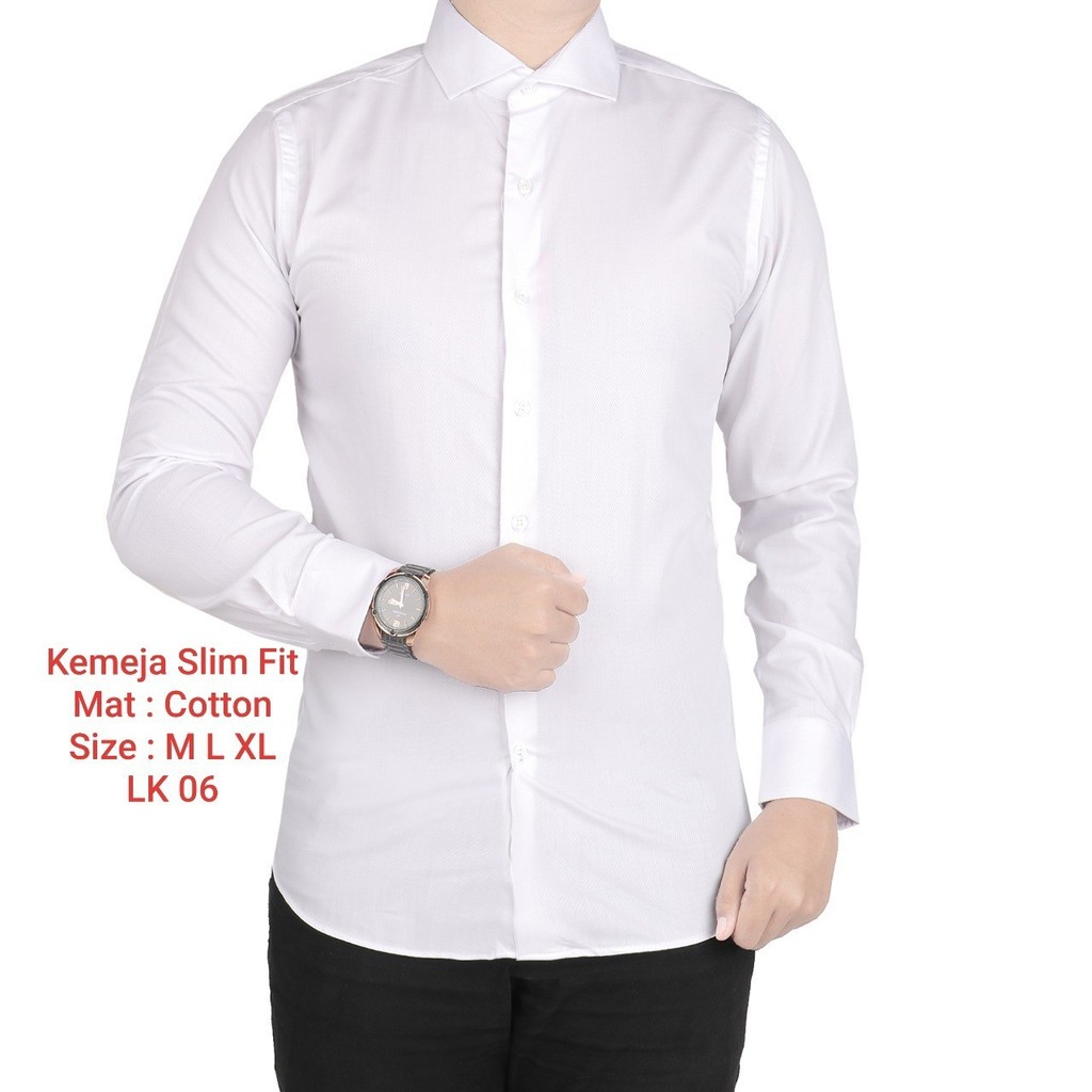 KEMEJA SLIM FIT PRIA LENGAN PANJANG | BAJU POLOS LK 06