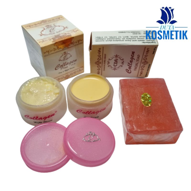 PAKET CREAM COLLAGEN SIANG &amp; MALAM + SABUN CDA