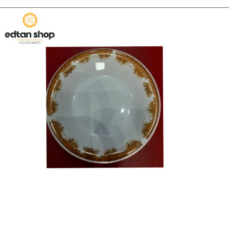 Piring Keramik Putih 23cm Piring makan keramik mahkota emas isi 3 pcs