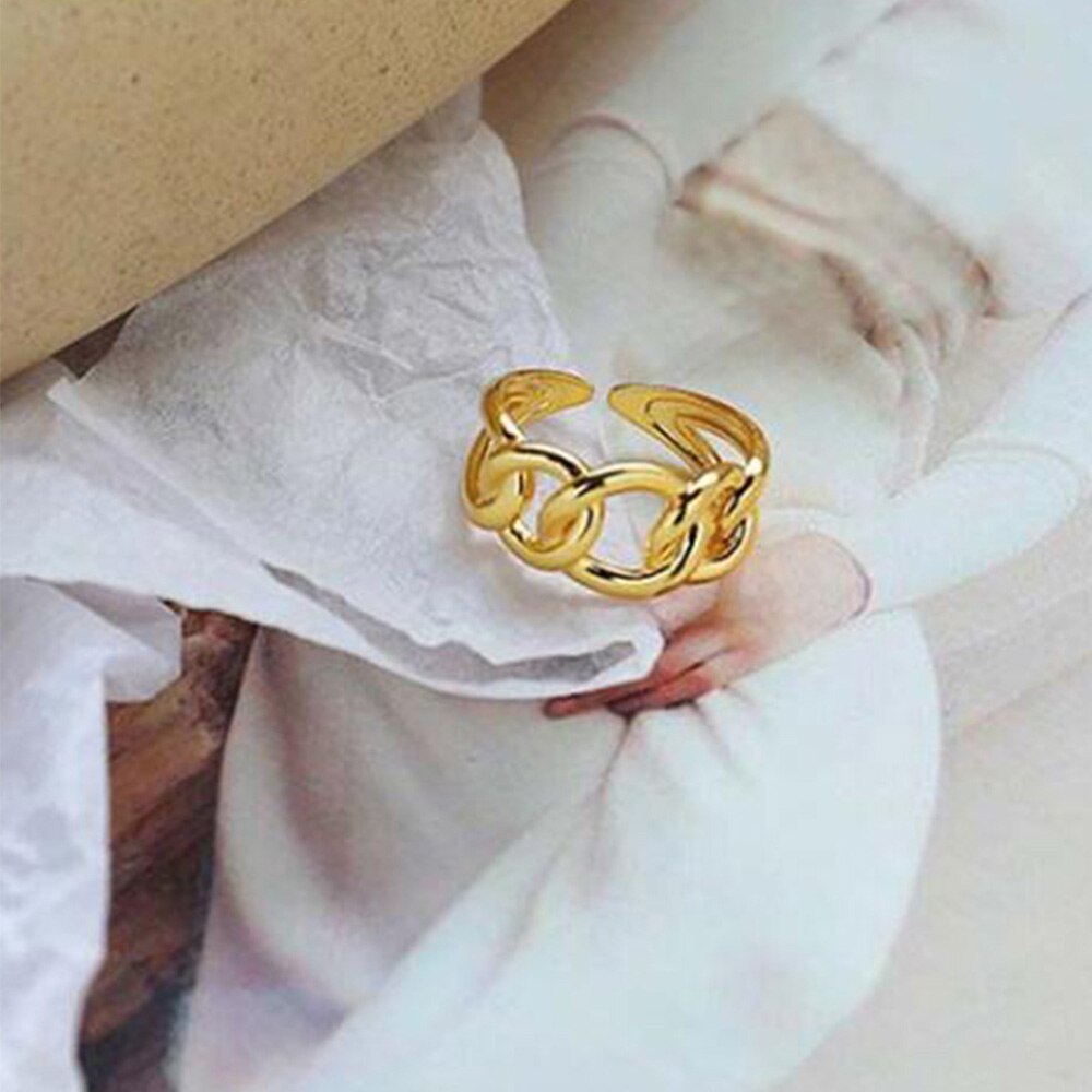 Cincin Rantai Warna Gold Silver Bahan Metal Gaya Vintage Gothic Untuk Pria Dan Wanita