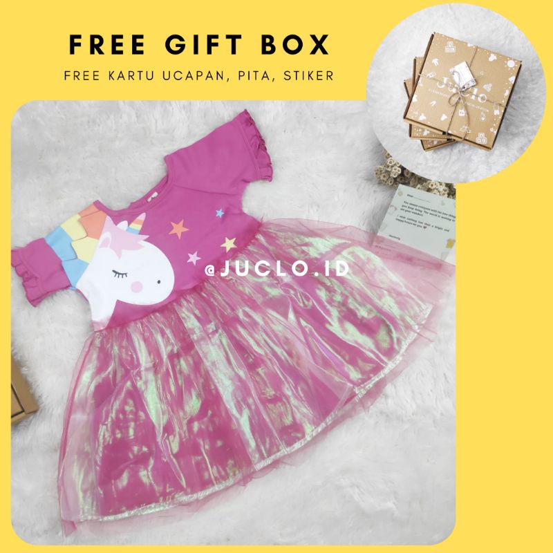 Dress Bayi Perempuan Baju Bayi Cewek Kado Bayi Dress Unicorn Anak Kado Bayi Baru Lahir 1 tahun