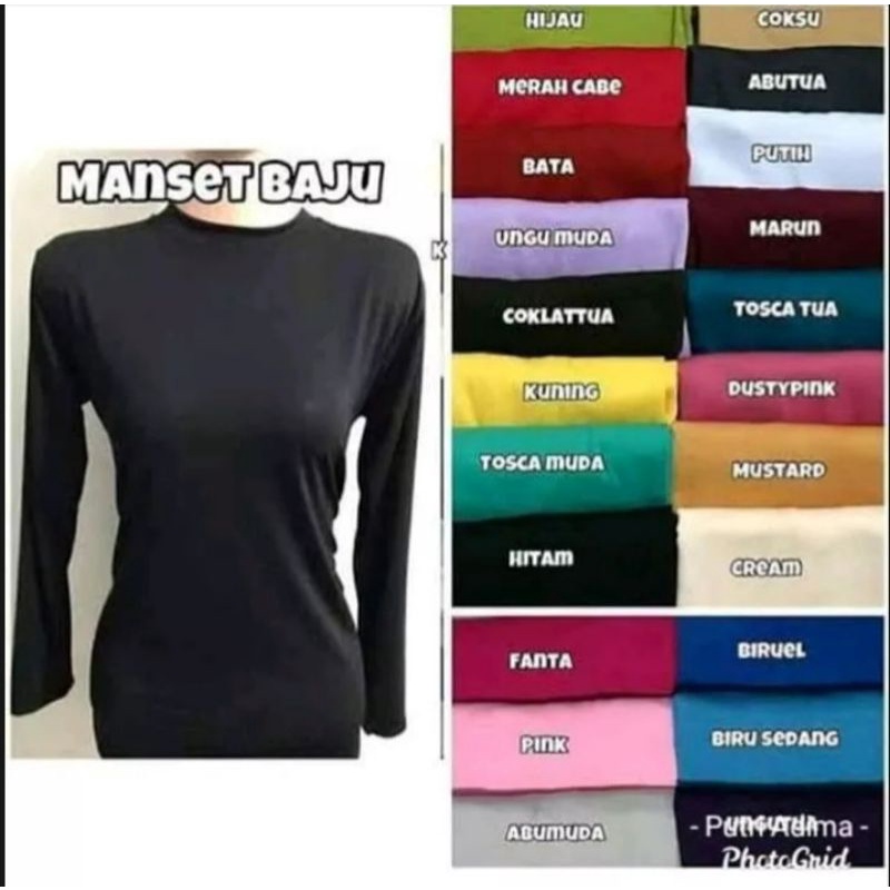 Manset Baju / Manset Polos/ Daleman Baju Wanita Lengan Panjang/Ukuran Allsize