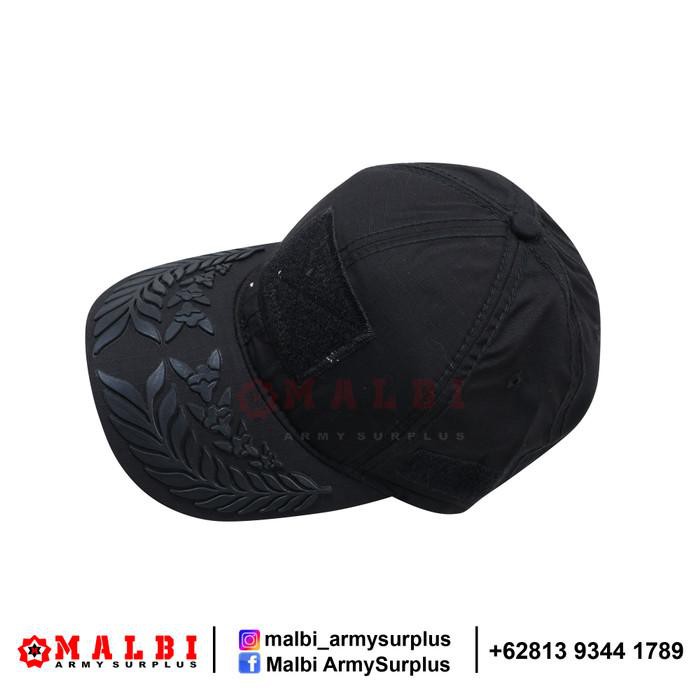 Di jual Topi Pamen Velcro Rekat Hitam Motif Padi Kapas Tumpuk Berkualitas