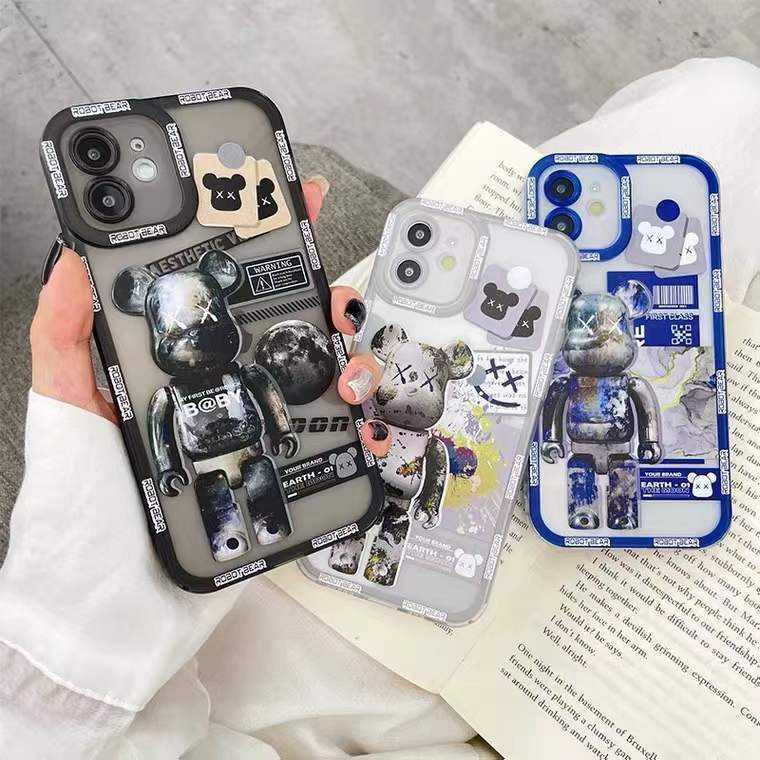 Soft Case TPU Transparan Motif Power Bear Untuk Iphone 13 Pro Max / 12 / 11 / XS / XR / X / 8 / 7 / 6 Plus Mini SE 2020