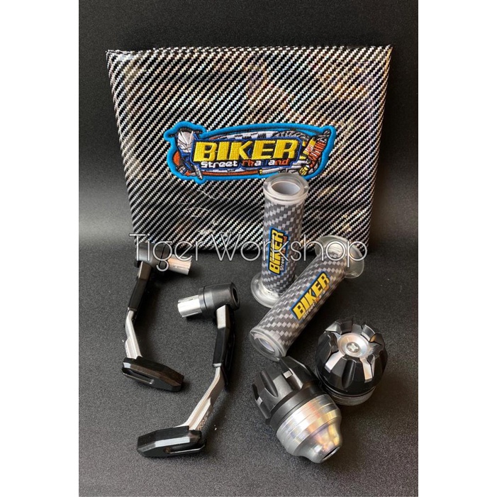 Paketan kulit jok karbon + proguard robot + jalu as roda + handgrip bikers karbon universal