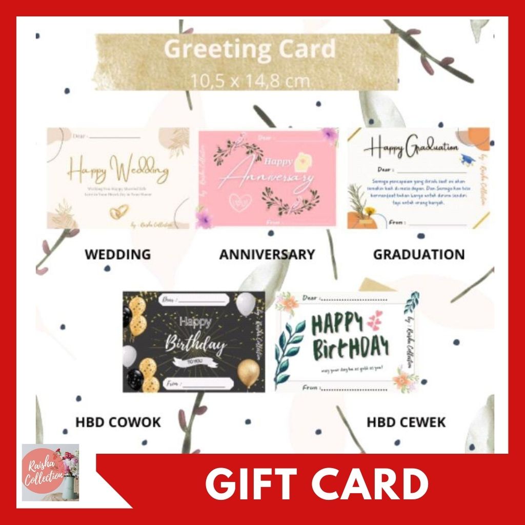 RC Kartu Ucapan/Greeting Card/Gift Card/Kartu Wedding Anniversary Birthday Congratulation Graduation