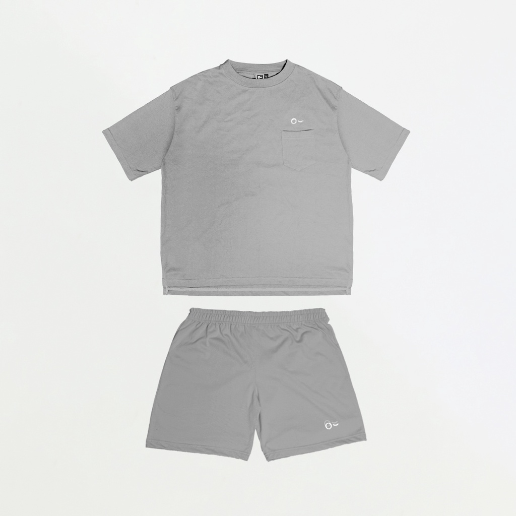 JOHNJILL - Kaos Oversize Short Sleeve Saku &amp; Short Pants - Basic Set_