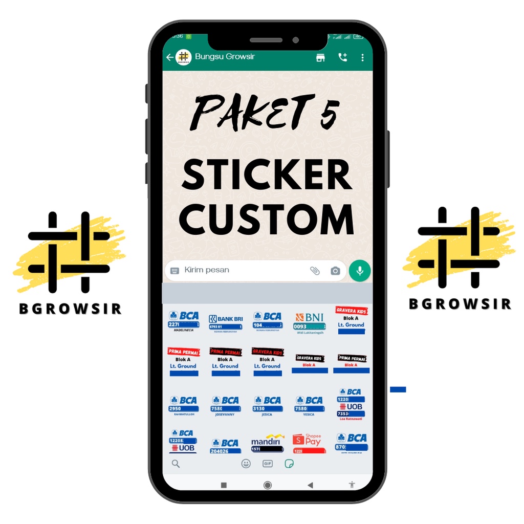 PAKET 5 Sticker Whatsapp E-Money Custom