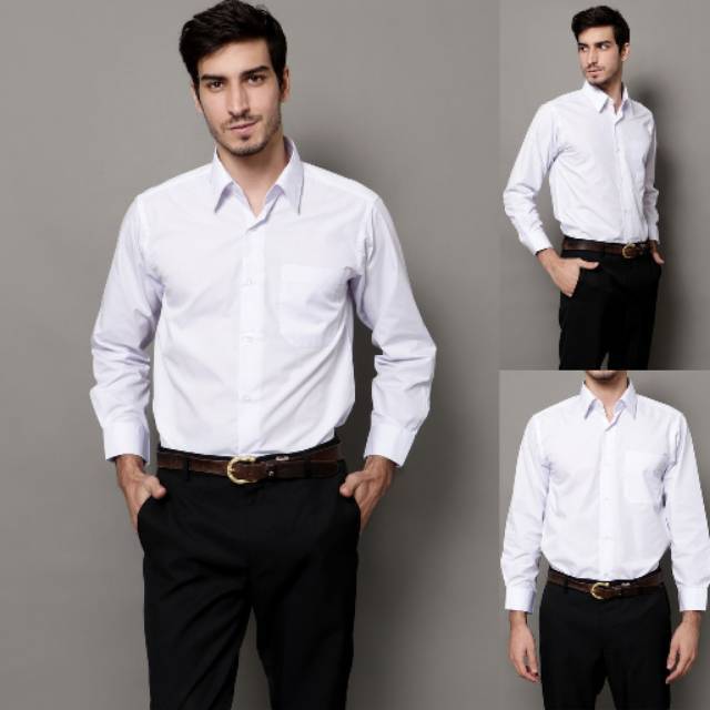 BAJU KEMEJA PRIA LENGAN PANJANG PUTIH POLOS FORMAL CASUAL / KEMEJA KERJA