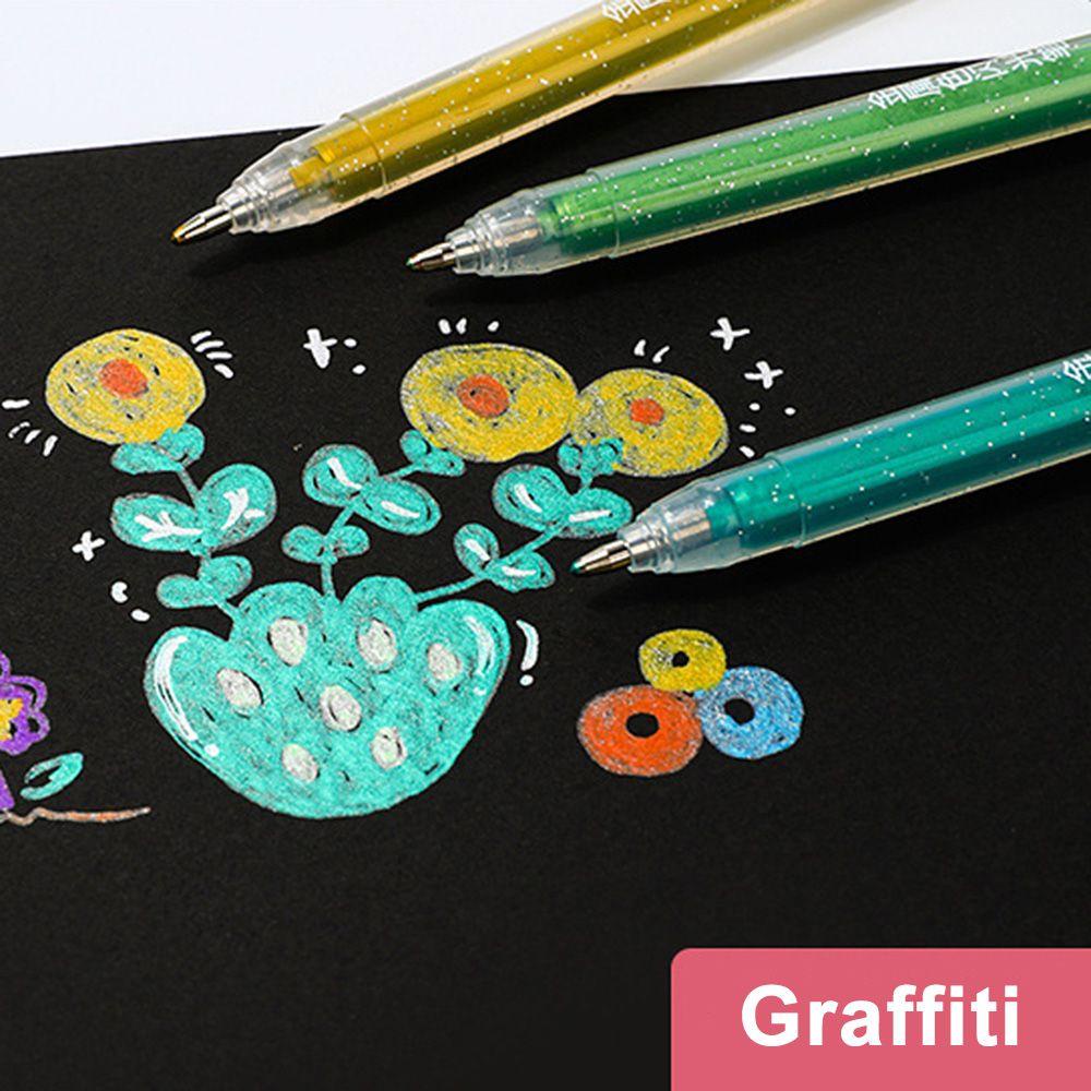 Top 12Pcs Glitter Gel Pen Lucu Alat Menggambar Alat Tulis Flash Marker