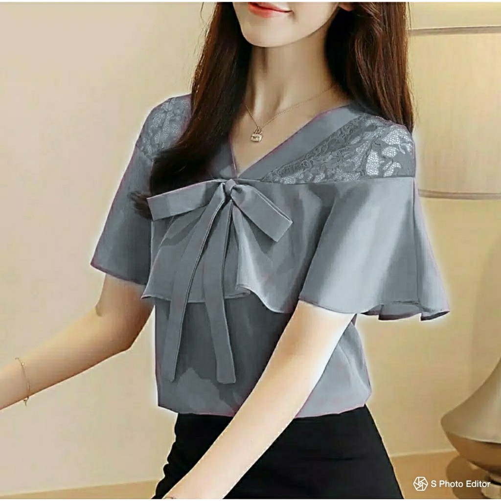 *[RXFK] Blouse Yovita / Atasan Wanita Korea / Blouse Davina / Blouse Wanita / Blouse Brukat / Blouse Wanita