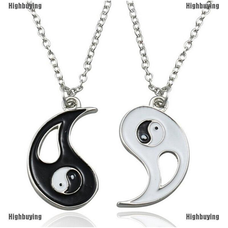 2pcs Kalung Persahabatan Liontin Yin Yang Warna Hitam Putih Untuk Pasangan