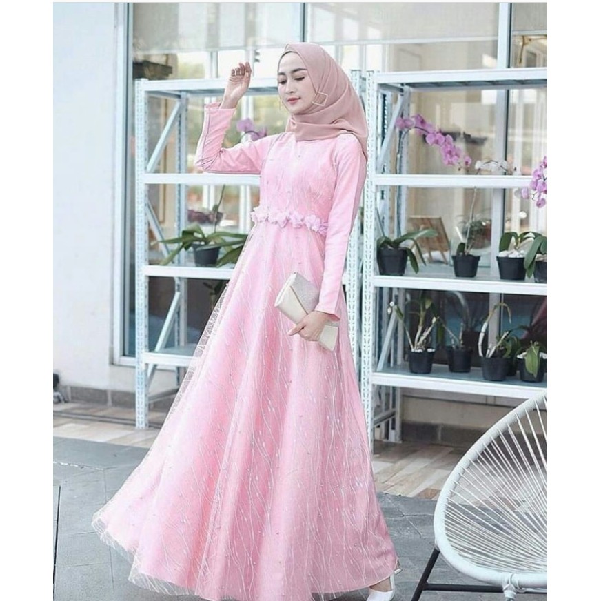 GAMIS/ dress kondangan muslim /syari mewah/ gamis tile/ gamis brukat/ gamis pesta mewah