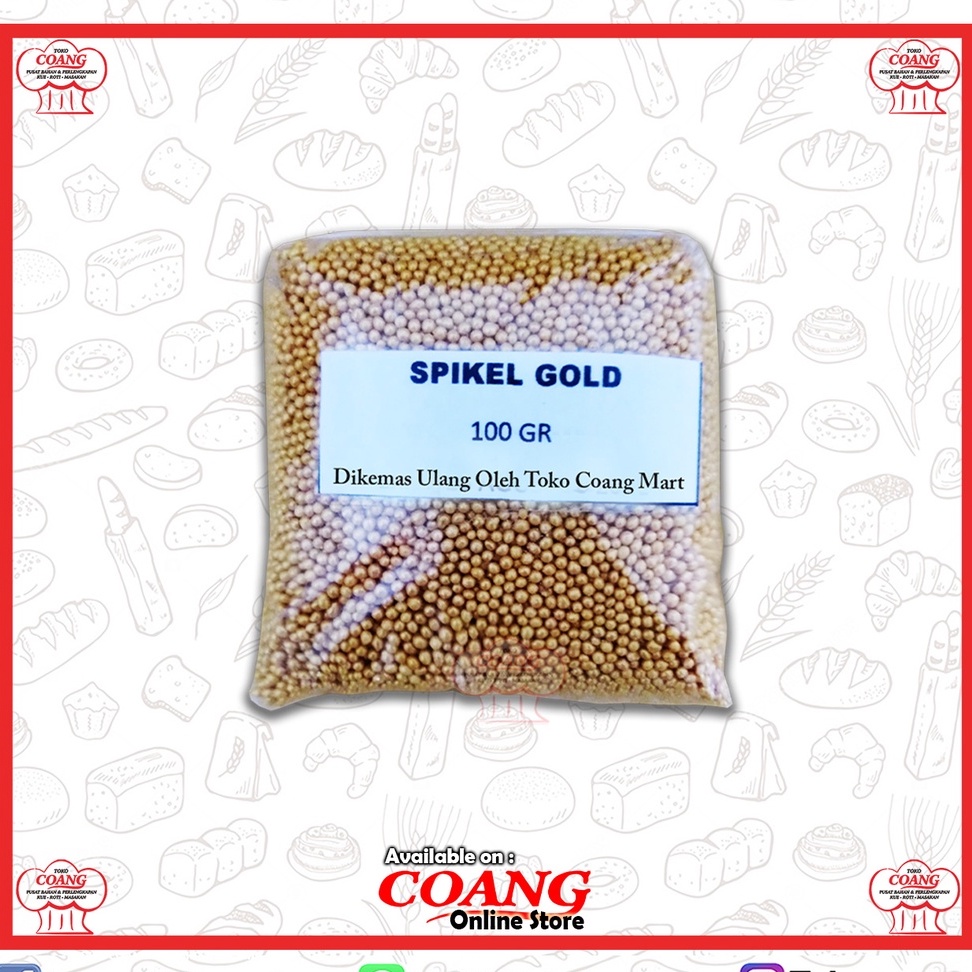 SPIKEL GOLD 100 GR - SPRINKLE - HIASAN KUE / CAKE - BUTIR EMAS