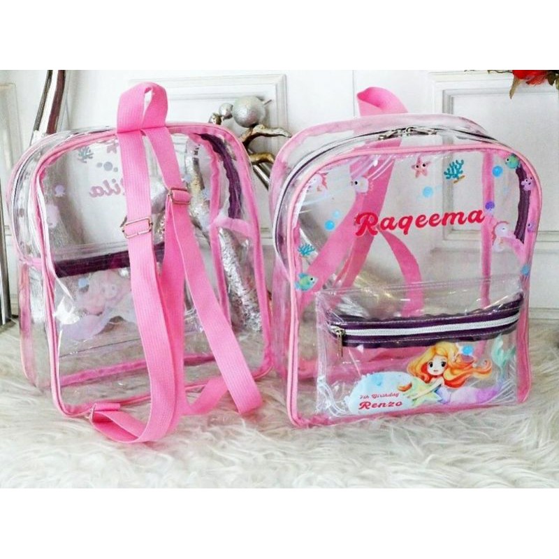 

clear backpack/Hampers/Souvenir Ulang Tahun/Aqiqahan/Tasyukuran/goodie bag/khitanan/suvenir/atk