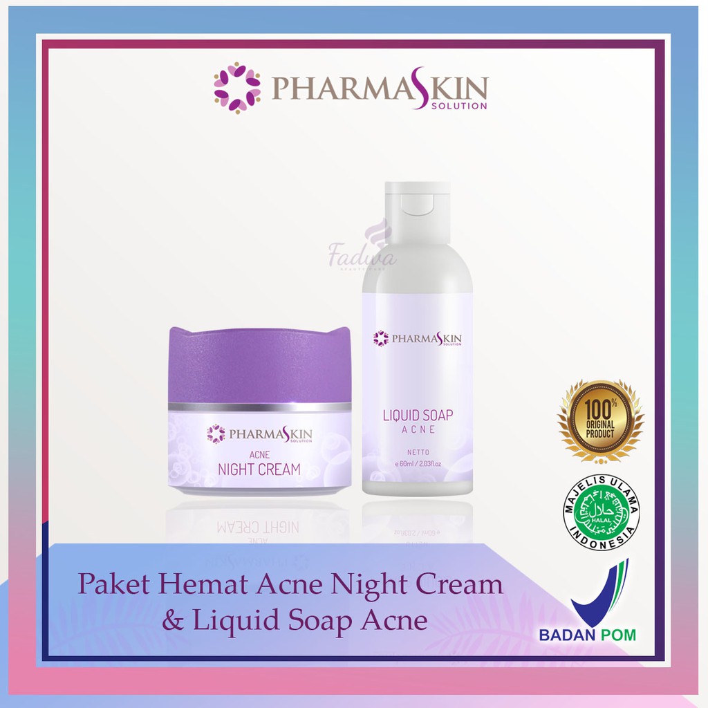 Pharmaskin Paket Liquid Soap dan Acne Night Cream Perawatan Wajah Berjerawat Ampuh Resmi BPOM