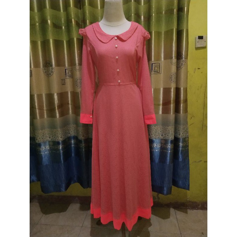 Pesta,  Gamis brokat full,halus +hijab syar'i