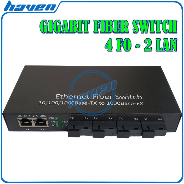 Switch Fiber Optik Ethernet Fiber Switch Gigabit 4 FO 2 LAN / Media Converter Gigabit 4 FO 2 LAN