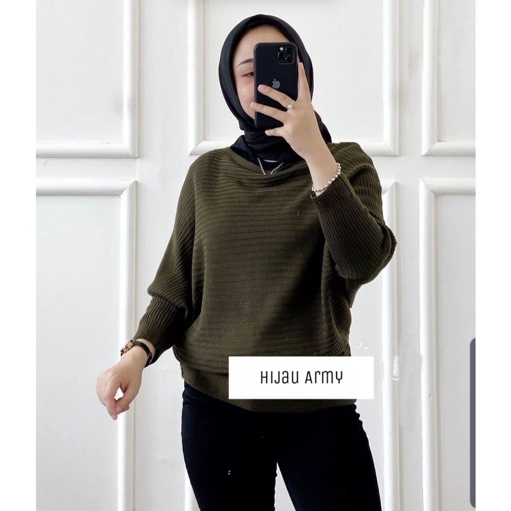 Sweater batwing rajut kalong lasperal -indy batwing - pakaian rajut