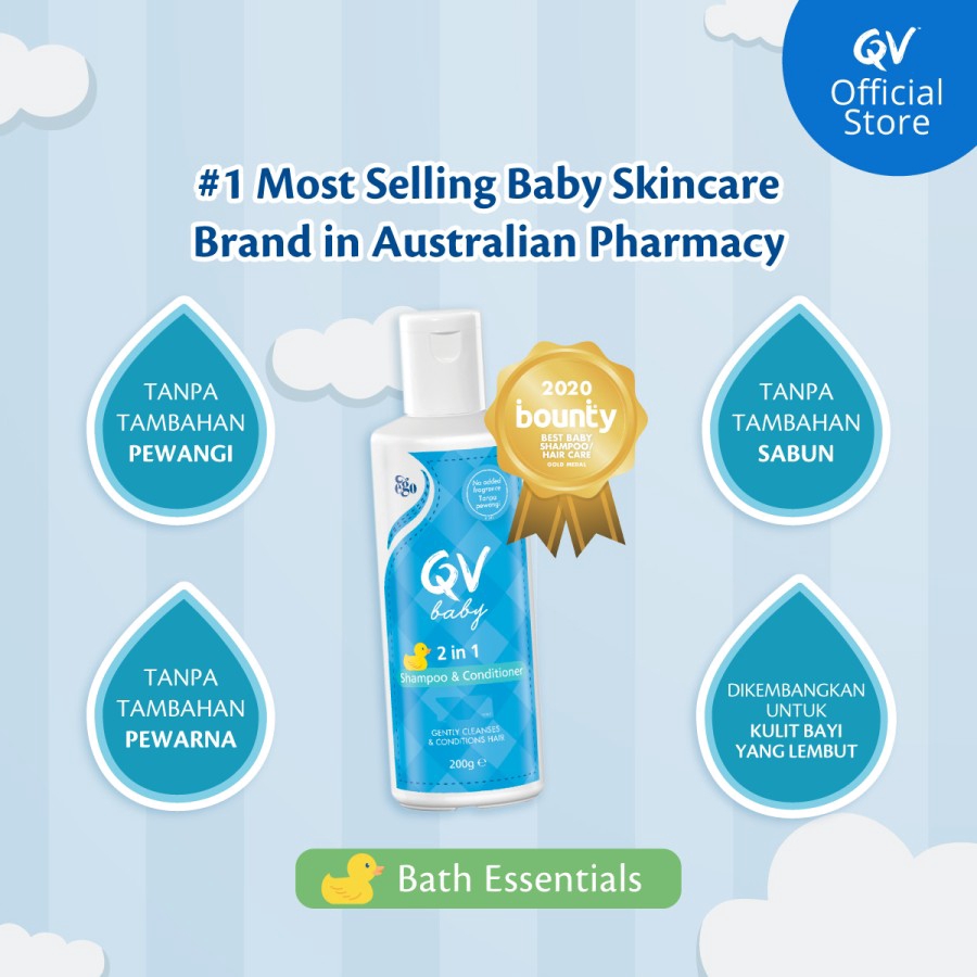 PERA451 SHAMPOO BAYI QV BABY 2 IN 1 SHAMPOO &amp; CONDITIONER 200 ML