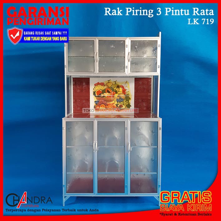 Lemari Rak Piring 3 Pintu Keramik LK 719-92 "Premium"