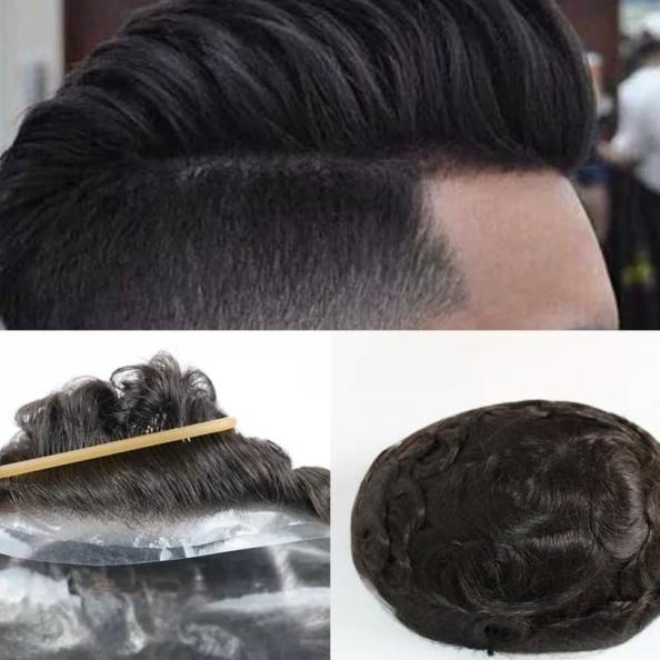 Wig Toupee / Hair Replacement Pria Laki Laki Rambut Palsu Asli Manusia