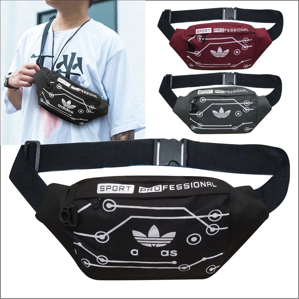 Pege 8845 - Tas Pinggang Waistbag Oval Motif Sablon Slempang Pria Distro Keren Murah Westbag