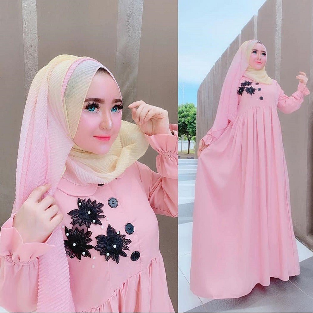 MELISA DRESS Bahan Moscrepe Pakaina Wanita Gamis Panjang Terusan Gamis Wanita Dress Mulim Terbaru