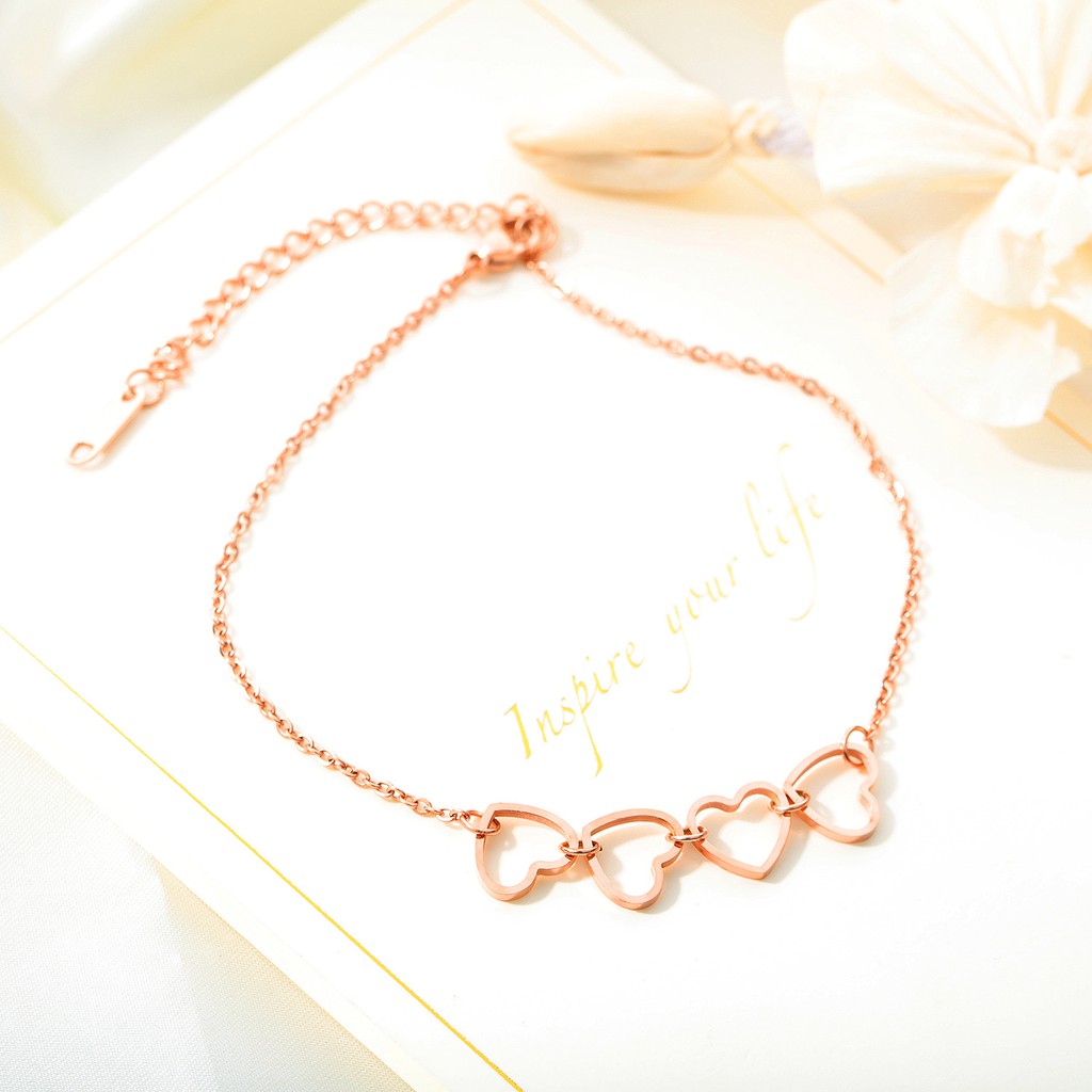 Gelang Kaki Love Hati Titanium Korea Trend Masa Kini Cocok Hadiah GCK038