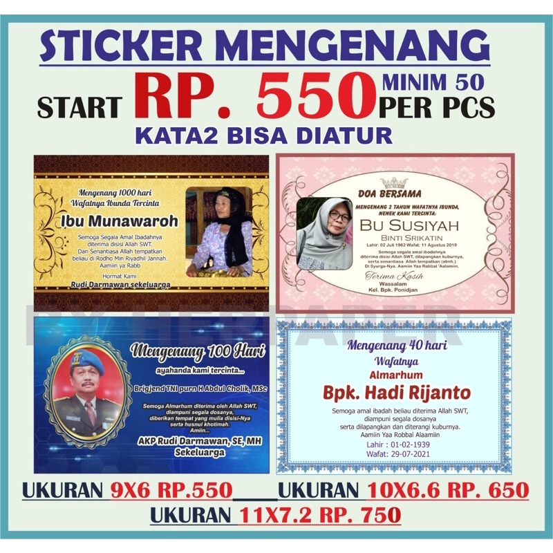 STIKER TASYAKURAN MENGENANG 40 HARI/100 HARI/1000 HARI