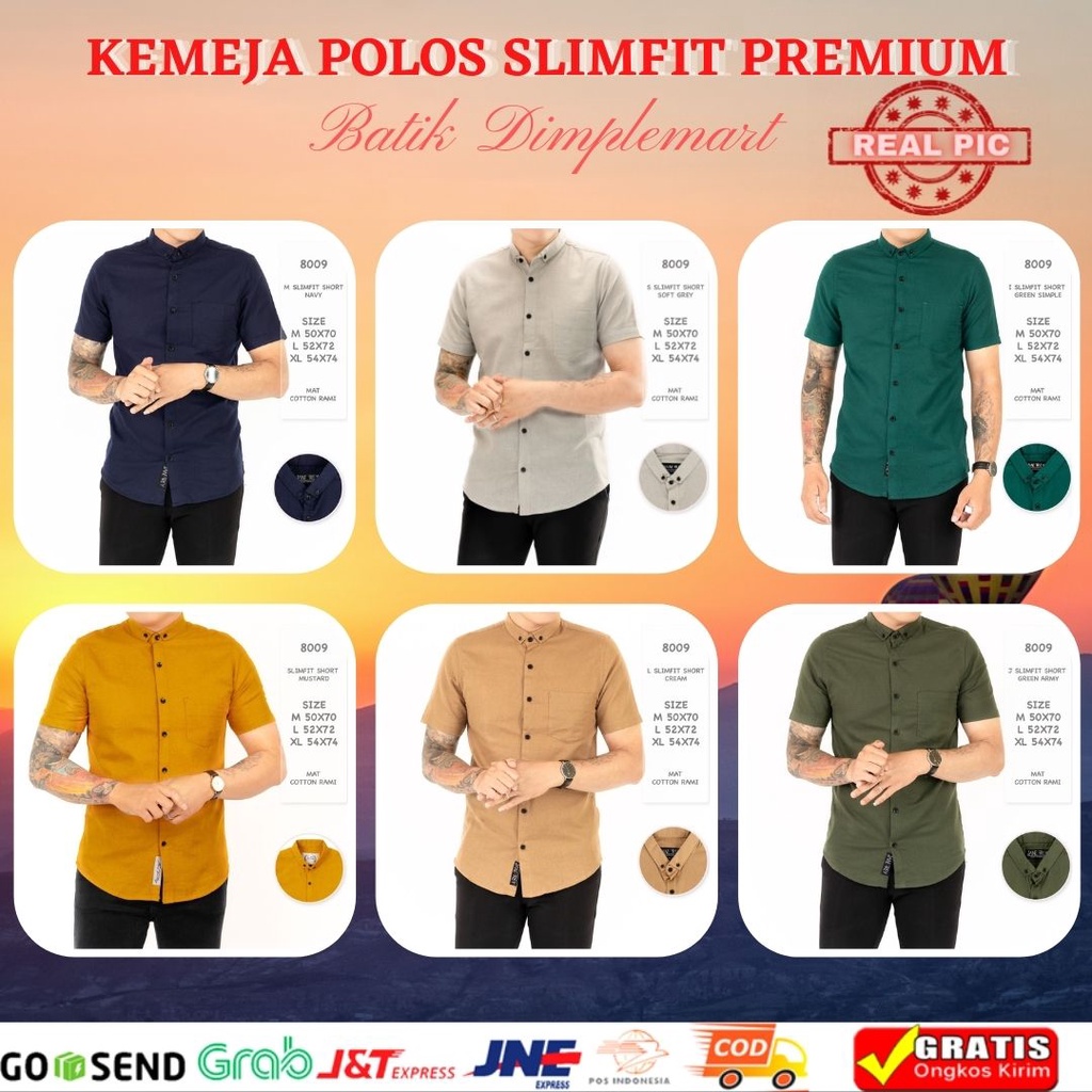 BAJU PRIA/COWOK KEMEJA POLOS PREMIUM SLIMFIT/SLIM FIT LENGAN/TANGAN PENDEK COKLAT